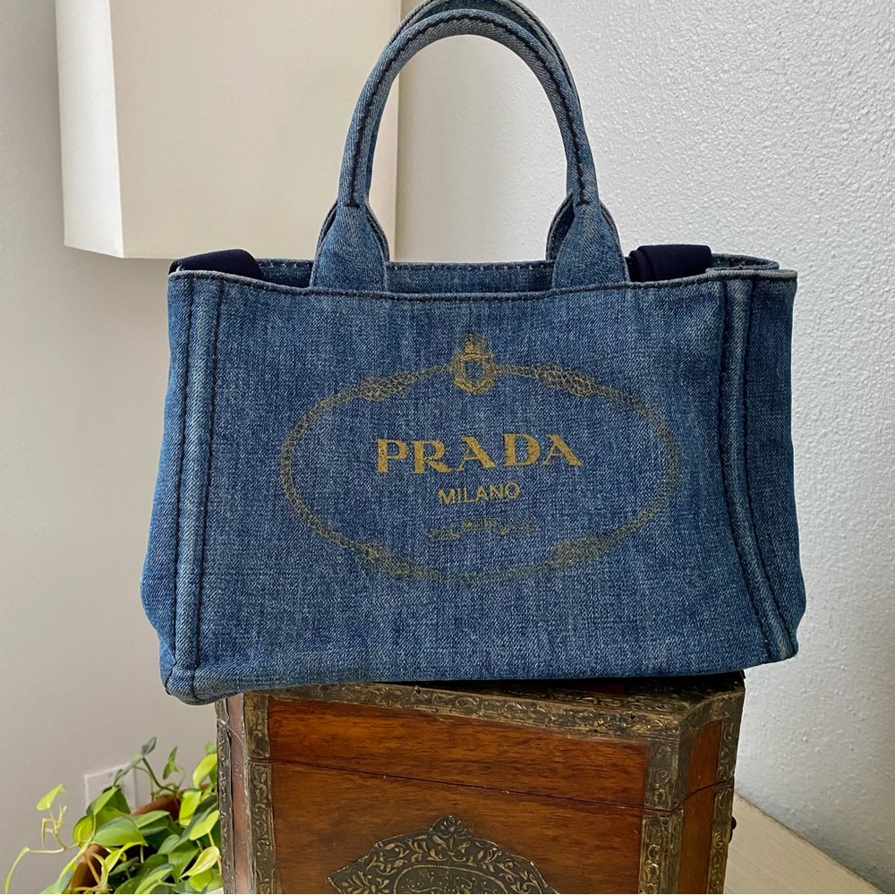 🖤PRADA Denim Canapa Denim Tote Crossbody🖤